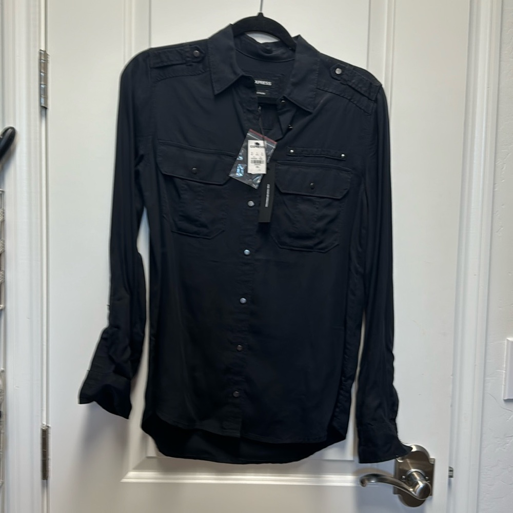 NWT Express boyfriend button down shirt size XS